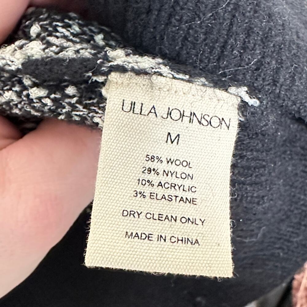 ULLA JOHNSON Textured Nalla Pullover Sweater Onyx Black Taupe Sz M $475 {3K16} - Picture 8 of 8